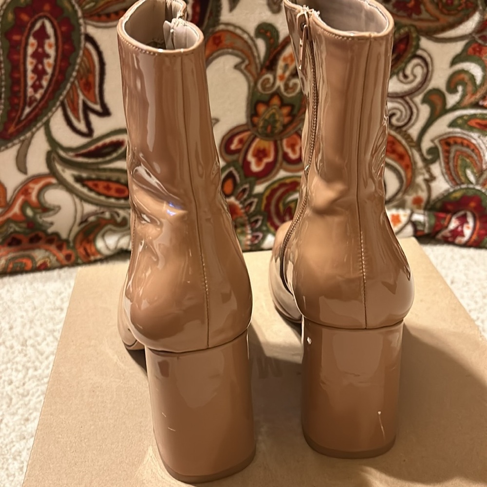 Steve Madden Taryn Camel Patent Block Heel Ankle … - image 4